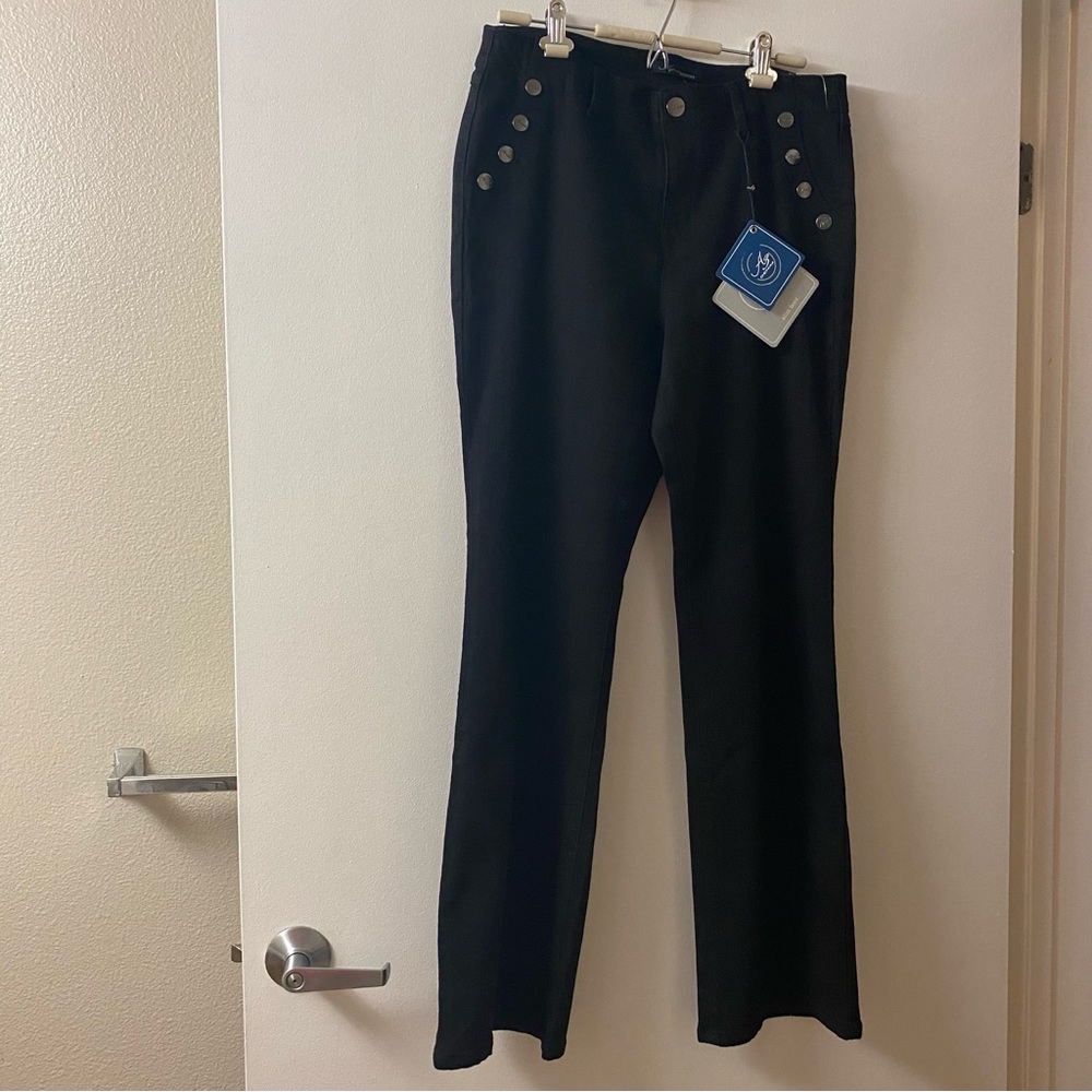 NWT AZ Denim | Black Slim Boot Flare Wide Leg High Rise Denim Jean, 14